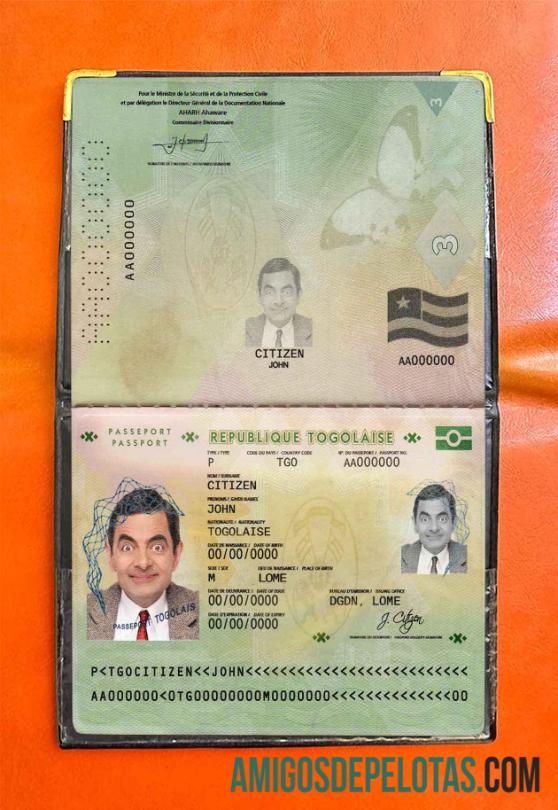 Foto do passaporte do Togo modelo